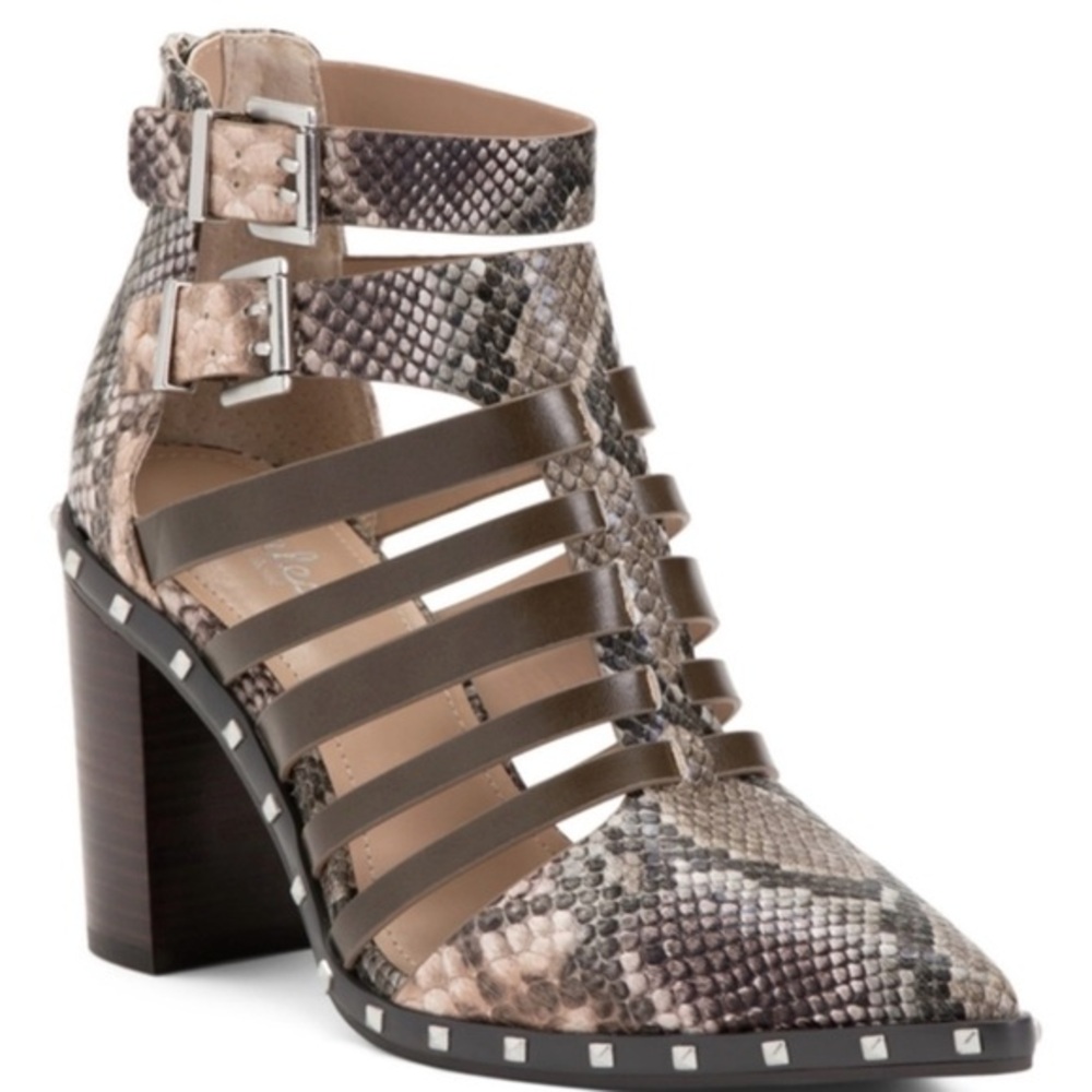 Charles David Snakeskin Strappy Ankle Booties size 7.5